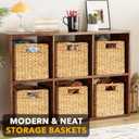 SpaceAid 6 Pack Wicker Basket, Storage Baskets for Organizing, Woven Rattan Basket with Handles for Shelves, Water Hyacinth Large Cube Organizer Storage Bin, 10.5x10.5x10.5 inch, Natural