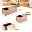3 Pcs Pullman Loaf Pan with Lid, 2.2lb/1lb/0.5lb Dough Capacity, Non-Stick Carbon Steel Bread Pans for Homemade Bread Sandwich and Toast, Sourdough Loaf Pan with Lid, Corrugated Toast Mold (Golden