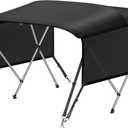 KAKIT 3 4 Bow Bimini Tops with Mesh Sidewalls Support Poles for Boats Marine Grade Canvas Top Includes 2 Straps Storage Boot 1 Inch Aluminum Frame
