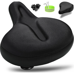 Oversized Bike Seat for Men & Women Comfort, Extra Wide Bicycle Seat Cushion, Comfortable Wing Padded, Large Replacement Saddle for Peloton, Stationary Exercise Bike, Ebike, Cruiser, City Bike