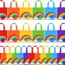 Aneco 24 Pieces Candy Non-Woven Bags Rainbow Party Favor Bags 88 Inch Trolls Goodie Bags 6 Colors Party Favor Gift Bags for Birthday Wedding
