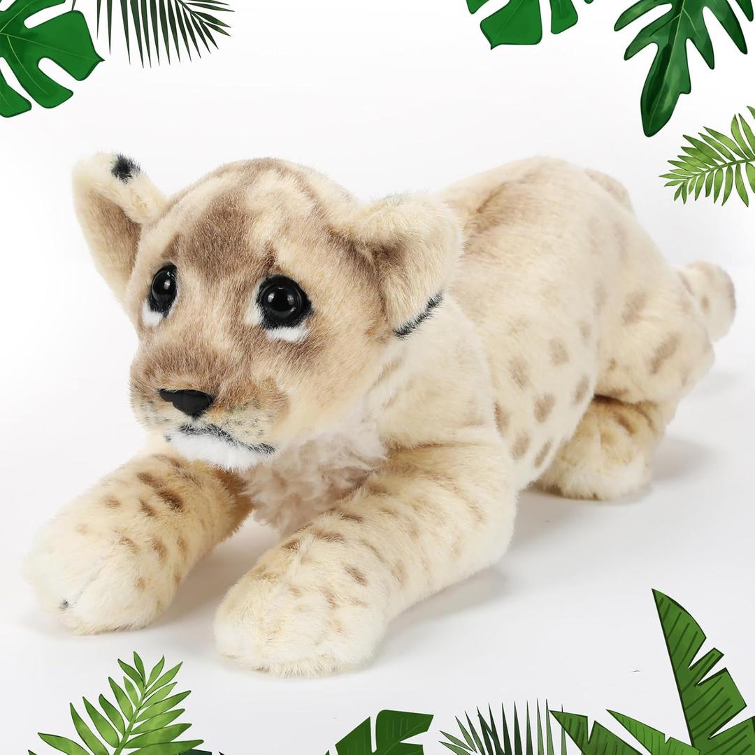 15 Inch Stuffed Animal Stuffed Tiger Leopard Lion Plush Toys Operation Christmas Items Realistic Plush Gifts Wild Animal Toys Jungle Animals for Boys Girls Birthday Gift (Lion)