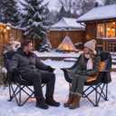 2 Pack Oversized Heated Camping Chair Lawn chair with 3 Heat Levels,Grey