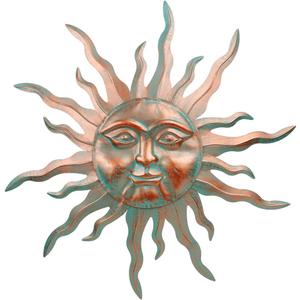 VEWOGARDEN Metal Sun Wall Decor 30" Large Outdoor Hanging Wall Art for Patio Farmhouse Garden Living Room Bedroom Decorations, Green