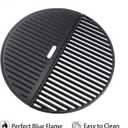 18" Half Moon Cooking Grate and Half Moon Reversible Griddle Replacement for Kamado Joe Classic III II I, Large Big Green Egg Kamado, Cast Iron Grid Grate for Weber Kettle 18" Charcoal Part