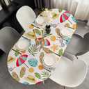Summer Oval Table Cloth 48x68 Inch - Elastic Fitted Non Slip Beach Umbrella and Flip-Flops Table Cover for Family Indoor Meals Tablecloths