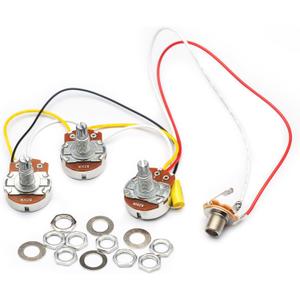 SAPHUE Bass Wiring Harness Prewired Kit 250K Big Pots 2 Volume 1 Tone For Jazz Bass Electric Guitar Parts