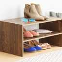 Whitmor Wood Stackable 2-Shelf Shoe Rack, Walnut, 24 inches (Brown)