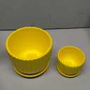 Ton Sin Ceramic Flower Pots,Yellow Plant Pots for Indoor Plants,4.1+5.1+6.5 inch Ceramic Plant Pots with Tray,Medium Indoor Planters for Aloe Cactus Decorative Pots with Drainage Hole (Set of 2) (Yelllow)