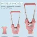 Baby Walking Harness Handheld Baby Walker Assistant Belt Adjustable Toddler Infant Walker Harnesses Standing Up and Walking Learning Helper with Detachable Crotch for 9-24 Month (Pink)