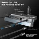 65W USB Hub for Tesla Model 3 (New Model Y Juniper 2024 2025 2026 -Fast Charger Tesla Accessories for Model 3 Highland(New Model Y Juniper) USB Charger Hub 4-Ports Retractable Phone Charger USB Hub