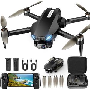 GPS Drone with Camera for Adults, 2K HD FPV Drones with Auto Return, Follow Me, Circle Fly, Waypoint Fly, Stable Hover, Brushless Motor, Foldable 5G Transmission Remote Control Quadcopter (Black)