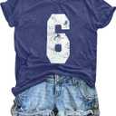 6 Shirt Number Six Shirts Funny Graphic Tshirts Short Sleeve Crew Neck 6 7 Shirt Sport Varsity 10 Tee Tops (S)