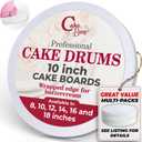 Cakebon Round Cake Boards - Sturdy 1/2 Thick Cake Drums - 10 Inch Professional Base Para Pastel Fully Wrapped Edges White 12-Pack