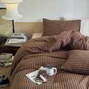 Duvet Cover Set Twin Size Brown Striped Bedding Set for Girls Boys,Modern Back to School Duvet Cover Kids with Zipper Closure and 1 Pillowcase