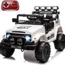 12V Kids Ride On Car for Kids Ages 37-96 Months, Electric Truck Ride On Toys with 5MPH Max Speed, Remote Control, Accelerator Pedal, Treaded Tires, Steering Wheel, Music and Story, White