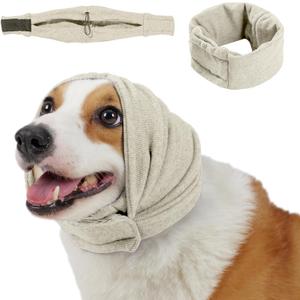 Dog Calming Hoodie, No Shake Ear Wraps for Dogs, Adjustable Dog Ear Muffs for Noise Protection, Ear Wrap Head Cover for Anxiety Relief & Hematoma (Pearl White, M(Head Circle:13.8"-18.9"))