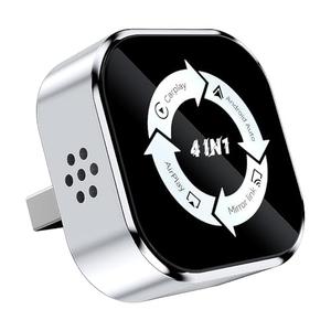 4-in-1 Screen Mirroring Wireless CarPlay Adapter,2026 Upgraded for Wireless Apple CarPlay/Android auto/AirPlay/MirrorLink Adapter,Mini USB Design with Type-C Extension,Fast Auto-Connect,Plug & Play