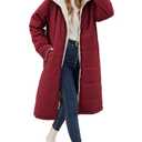 VXVGER Women Winter Coats Fleece Long Coats Jackets Oversized Warm Down Jacket with Hood, Burgundy, M