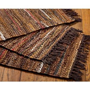 HF by LT Tucson Leather Placemats, 13 x 19 inches, Set of 4, Handwoven Recycled Leather and Soft Cotton, Brown