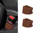 2PCS Car Seat Belt Buckle Holder, Silicone Vehicle Rear & Front Seatbelt Buckle Booster for Easy Access, Auto Seatbelt Fixer to Make Buckling Upright Positioning, Universal for Most Cars (Coffee)