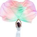 Jetec 2 Pcs 74"x55" Worship Flags for Dance Church Praise Dance Flag with Flexible Rod Semicircle Angel Wing for Outdoor Stage Performance Religious Activities(Green Red Purple,Gradient Colors)