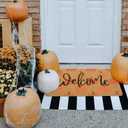 Hello-Pumpkin-Welcome-Doormat Artificial Coir Welcome Mat Fall Door Mat Harvest-Festival Front Door Mat for Entrance 17 x 29 Inch