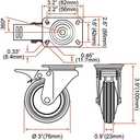 12 Pack 3" Swivel Caster Wheels with Double Brake Non Skid No Mark With Brake