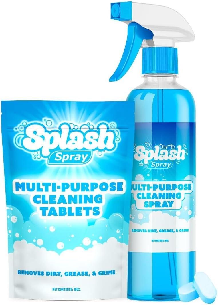 Splash Spray Multi-Purpose Cleaning Tablets - 5x Cleaning Tablets and Bottle Spray - Mix with Warm Water