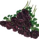 ATFL Fake Roses Artificial Flowers Bulk,Floral Diameter 4'',20 Pcs Artificial Silk Roses Flowers with Stems for Wedding Arrangement Centerpieces Party Home Table Decorations (20, Burgundy)