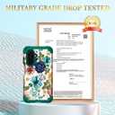 Hocase for Galaxy A17 5G Case, Heavy Duty Shockproof Protection Soft Silicone Rubber Bumper+Hard Plastic Hybrid Protective Case for Samsung Galaxy A17 5G (6.7") 2025 - Teal Flowers