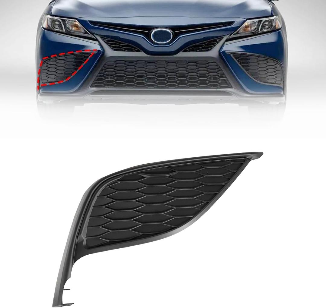 Matte Black, Bumper Fog Light Cover, Front Passenger Side, Compatible with Toyota Camry XSE/SE 2021 2022 2023, Replace# TO1039243 81481-06240 8148106240