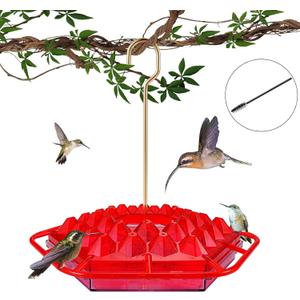 Hummingbird Feeders for Outdoors,Hanging Ant and Bee Proof,30 Feeding Ports Shirem Hummingbird Feeder,Built-in Ant Moat,Easy to Fill and Clean,14 Ounces (1 Pack)