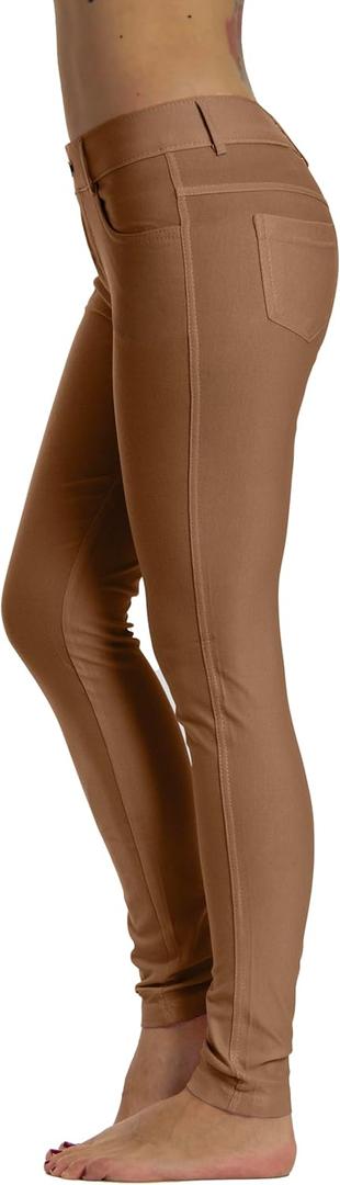 Prolific Health Women's Jean Look Jeggings Tights Slimming Many Colors Spandex Leggings Pants Capri (Large, Camel)