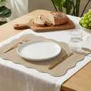 AHHFSMEI Faux Linen Placemats Set of 6 Heat Resistant Non-Slip Stain Proof Table Mats for Kitchen Dining Elegant Decor Place Mats (Linen Beige)