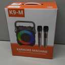 Karaoke Machine, Portable Bluetooth Speaker with 2 Wireless Microphones for Adults & Kids with Lights, Karaoke Microphone with PA System Supports USB/TF/REC/FM/AUX for Home Party Home System Packages (Black)