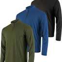 REALESSENTIALS 2 Pack: Men's Dry-Fit Active Quarter Zip Long Sleeve Athletic Performance Pullover  XL