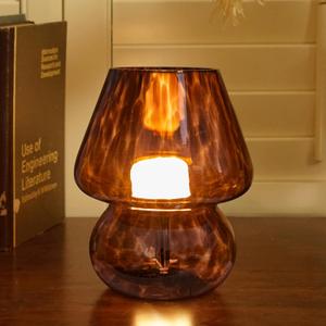 USB Plug-in Free Mushroom Lamp Small Bedside Table Lamp with 3 Temperature LED Bulb,Free Dimming Nights Light for Bedroom/Living Room/Entryway/Corner Decor New Home Gift (Golden Amber)