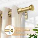 TONIAL Curtain Rod 32 to 58 Inch, Telescoping Splicing 3/4 Drapery Rods for Windows Decorative Single Rod with Small Cap End, Antique Gold