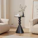Metal Round Martini Table,Vintage Drum Side End Table,Modern Nightstand Accent Pedestal Tables Coffee Tables for Small Space Living Room, Bedroom,Black, 15.70"D X 15.70"W X 24"H