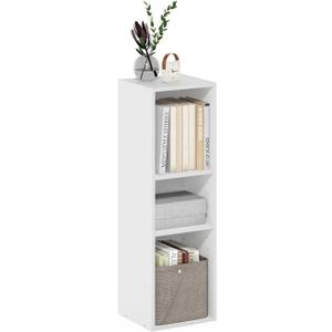 Furinno Fulda Book Shelf, 3-Tier Narrow Storage Cabinet, Bookcase with 10-in Width Storage Shelf, 9.3 x 9.8 x 31.5, for Living Room, Bedroom, Home Office, White