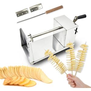 Tornado Potato Spiral Cutter Stainless Steel Spud Twisted Potato Chips Slicer French Fry Graters Cortador de Papas en Espiral Tornado for Potatoes Carrots Cucumbers Vegetable