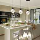 Crystal Pendant Light for Kitchen Island,Black Chandelier Lights Fixture, Hanging Lighting Ceiling Light Fixture Modern Adjustable Pendant Lighting for Dining Room Bedroom, 1 pcs