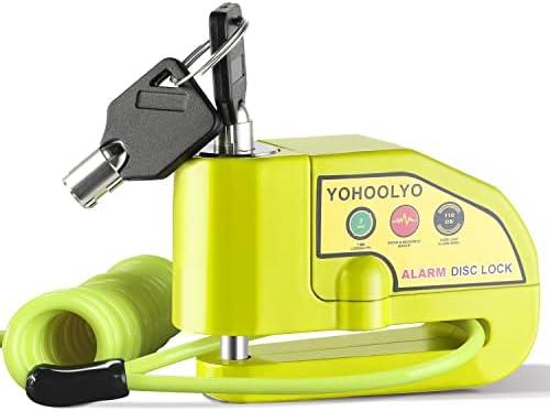YOHOOLYO Alarm Disc Lock Motorcycle Disc Brake Lock Anti-Theft Waterproof 110 dB 7mm Pin 5ft Reminder Cable for Motorcycles Bike Scooter Carry Pouch