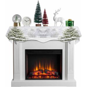 Mantle Scarf 90 x 17 Inch, Christmas Tree Winter Forest Trees Snowflake Fireplace Mantel Scarf Mantel Cover Runner for Xmas Winter Christmas Holiday Party Decor