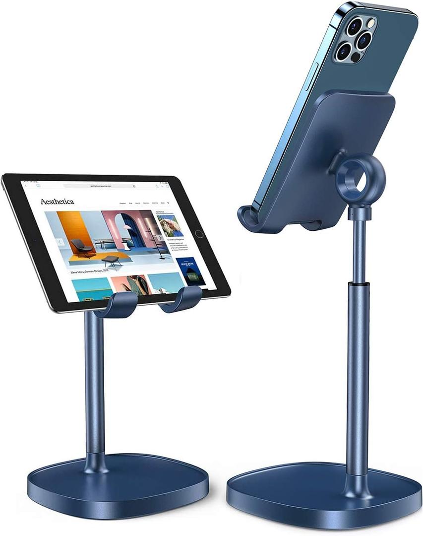 LISEN Cell Phone Stand,Angle Height Adjustable Stable Cell Phone Stand for Desk,Sturdy Aluminum Metal Phone Holder (Blue) LISEN Cell Phone Stand,Angle Height Adjustable Stable Cell Phone Stand for Desk,Sturdy Aluminum Metal Phone Holder (Blue)