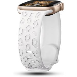 CreateGreat Engraved Bands Compatible with Apple Watch Band 40mm 41mm 38mm 42mm 44mm 45mm 46mm 49mm, Leopard Pattern Soft Silicone Strap Compatible with iWatch Series 10 9 8 7 6 5 4 3 2 1 SE Ultra