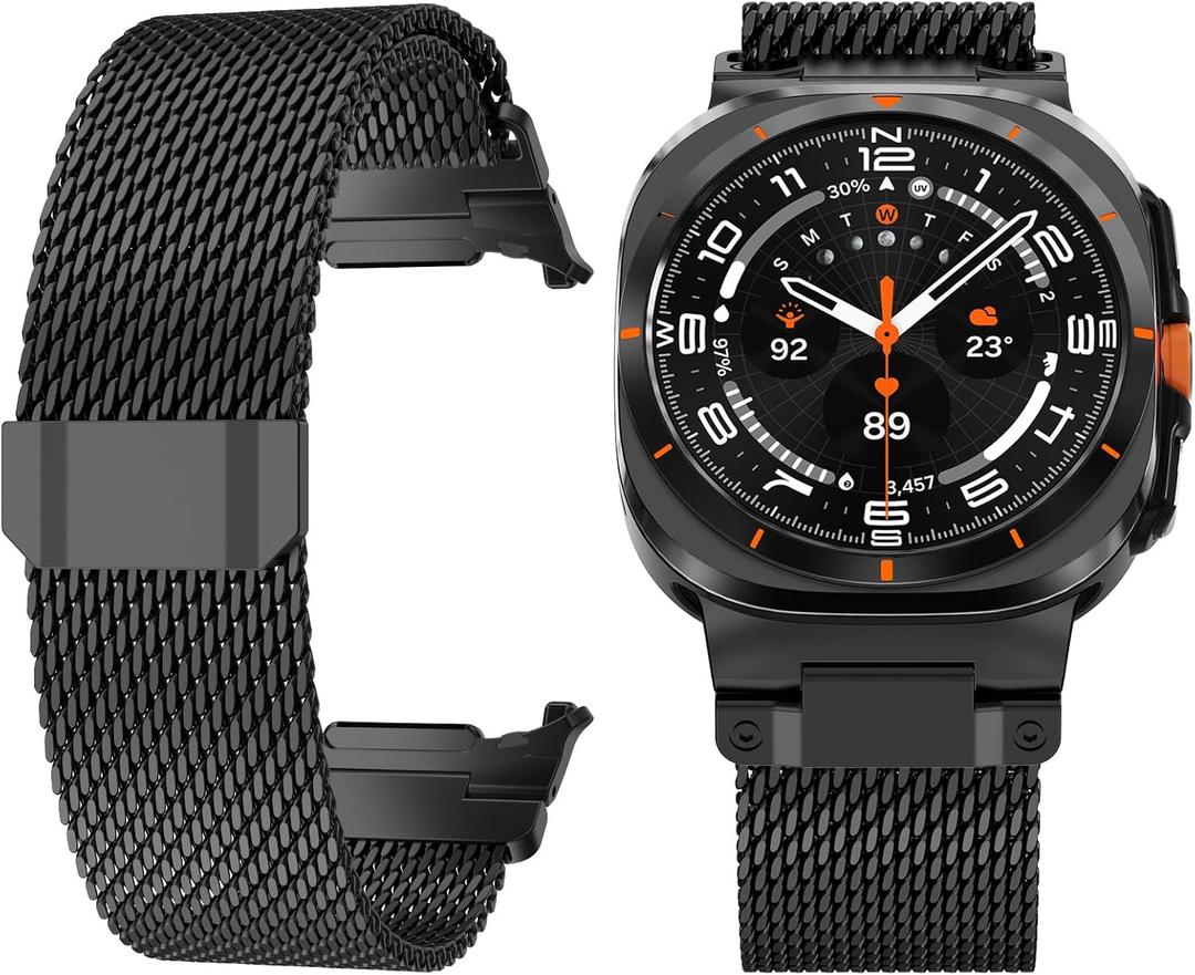 KADES Magnetic Milanese Loop Strap for Galaxy Watch 8 40mm 44mm/ Watch 8 Classic 46mm Watch Ultra/Ultra (2025) 47mm, Stainless Steel Mesh with Strong Magnet Clasp for Galaxy Watch 2025 (Black)