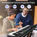 AQNIEGEP Pro 61-Key Electric Keyboard Piano w/LCD & Sustain Pedal, Full-Size Studio Keyboard w/Stand, Bench, Headphones, Mic, 200 Timbres/Rhythms, 80 Songs, Professional Piano Keyboard for All Levels