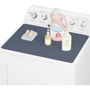 CSKY 1Pc Washer and Dryer Covers for the Top, 25.5''17.5'' Fabric Laundry Countertop Mat, Anti-Crease Rolled Packaging, Non-Slip Rubber Base, Washer Dryer Topper for Top Load Machine (Slate Gray)